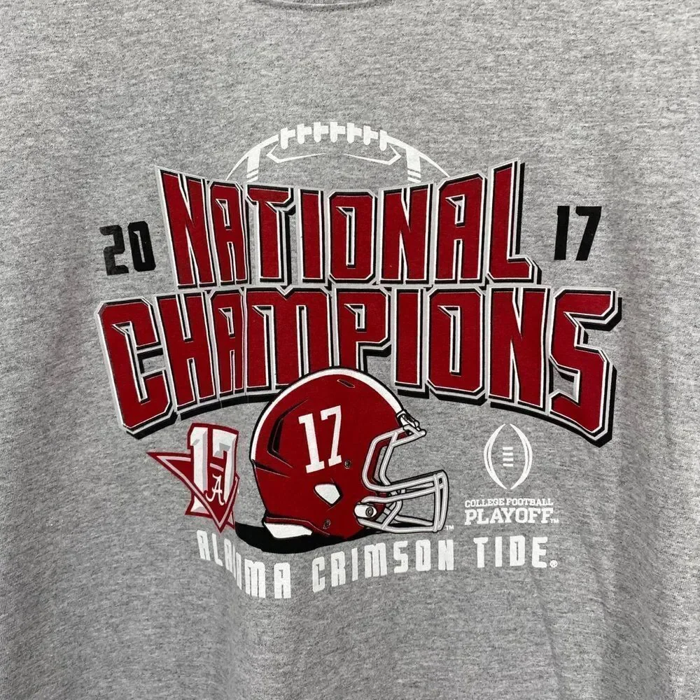 Alabama Crimson Tide National Champions 2017 Men’s Gray Tee Shirt New